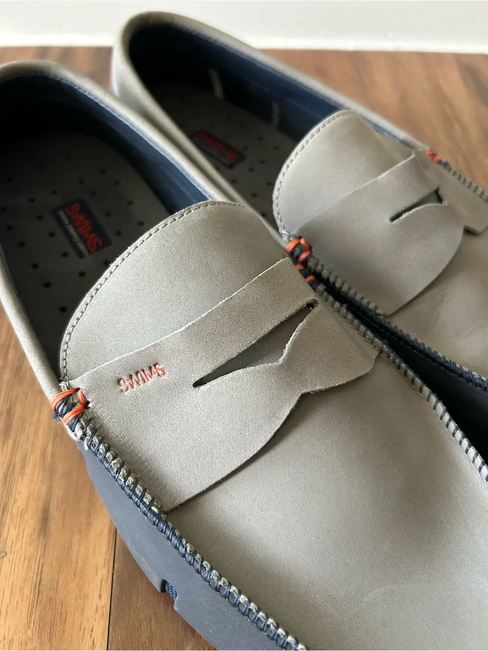 Swims Taupe and Navy Penny Loafers